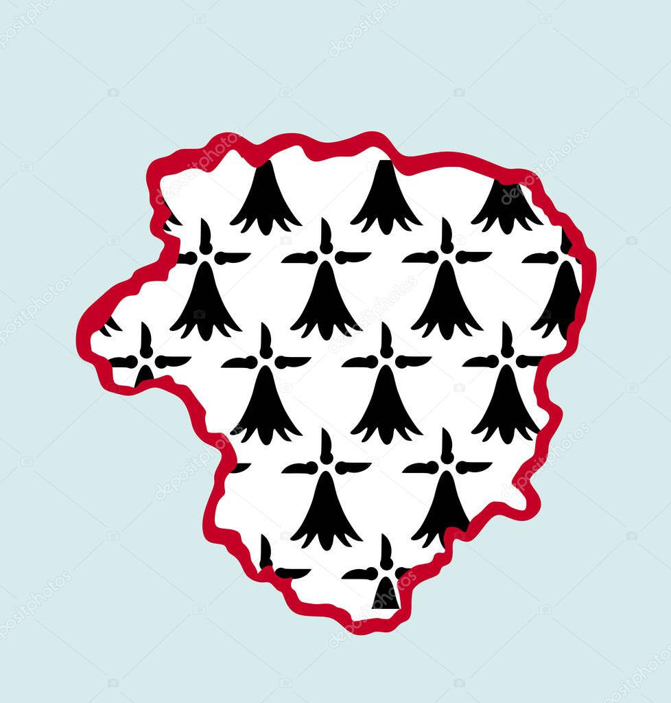 Region in France Limousin map flag vector silhouette illustration isolated on background. French province flag map territory. France state, Europe country.