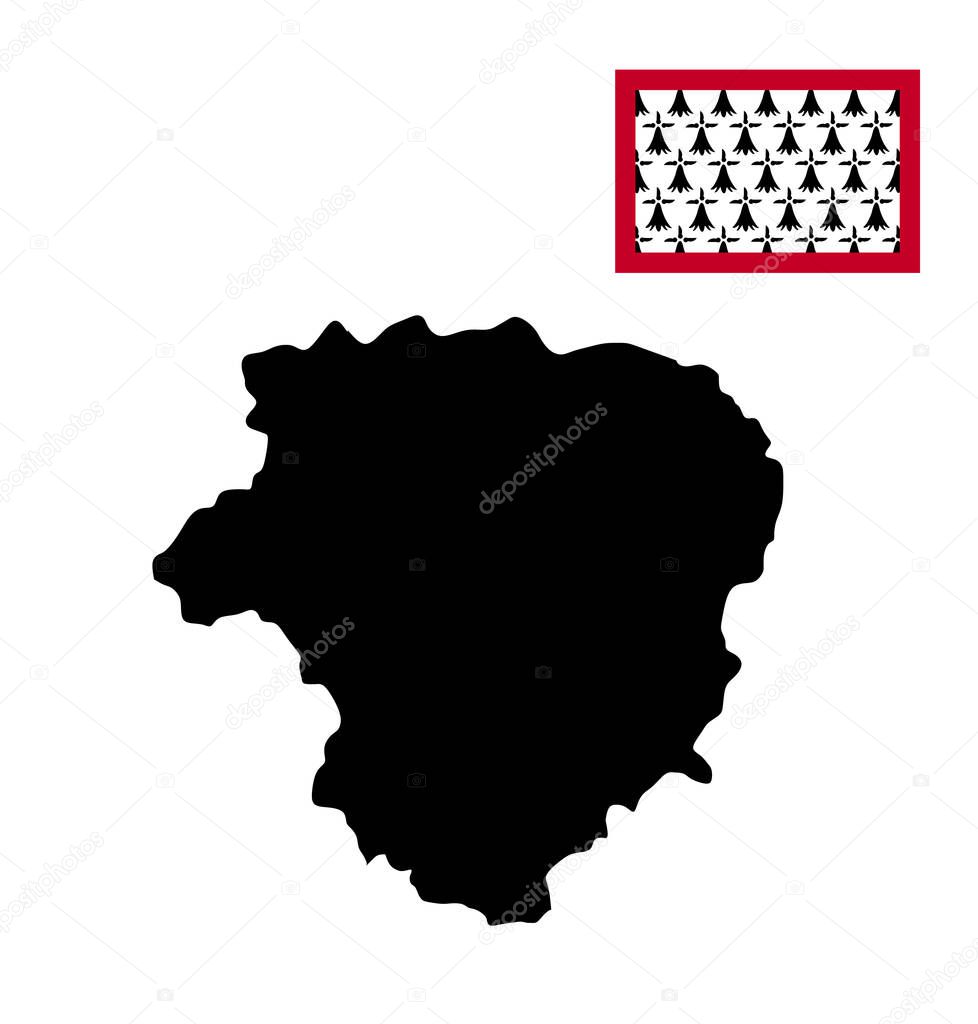 Region in France Limousin map and flag vector silhouette illustration isolated on white background. French province flag map territory. France state, Europe country.