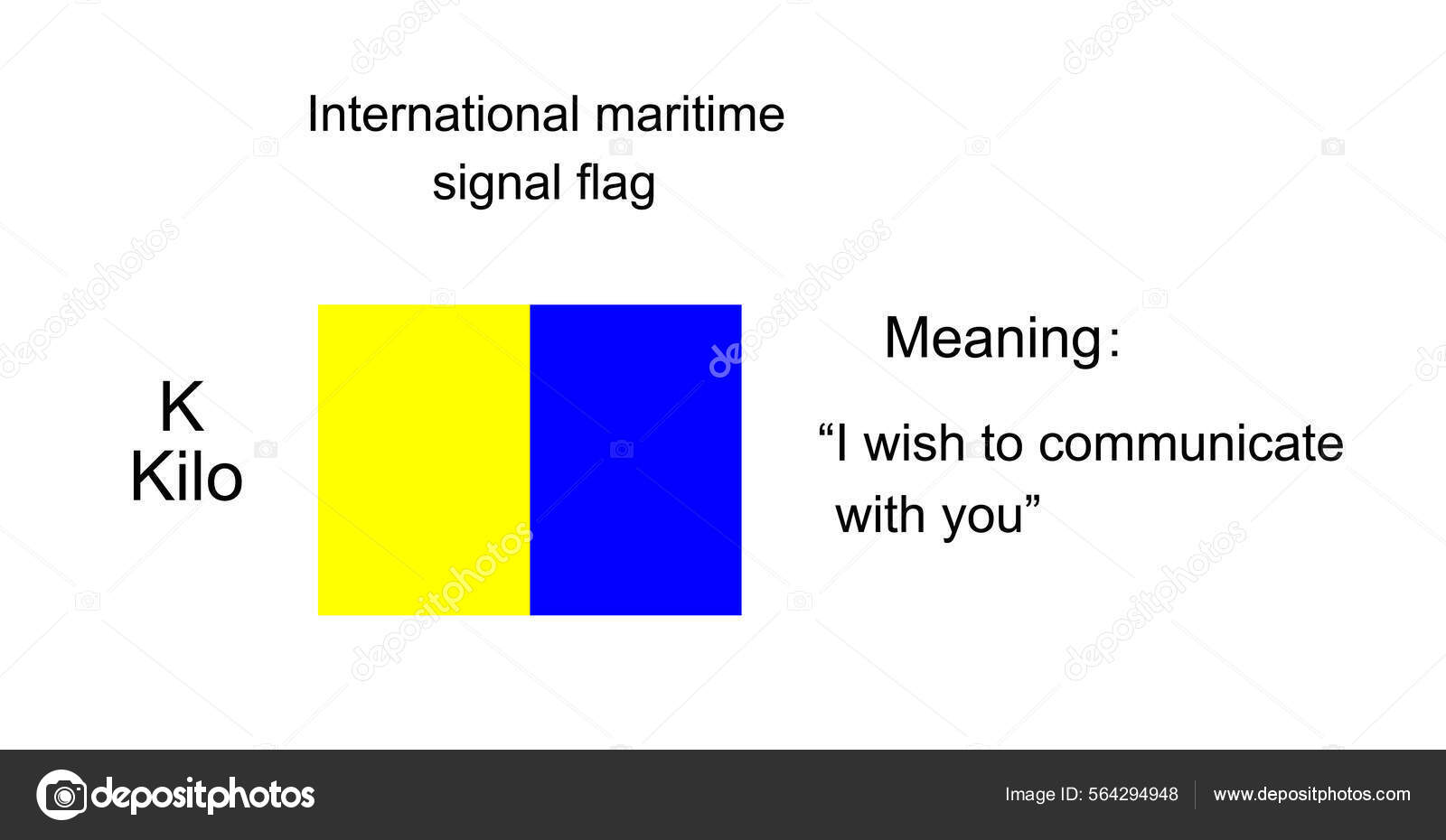 International Maritime Signal Flag Kilo Vector Illustration Alphabet