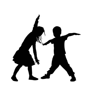 Arkadaşlar yaz aşkı erkek ve kız vektör silueti kucaklıyor. Birliktelik. Çocuklar şefkat ve yakınlık. Genç utangaç çocuklar birbirine aşık çiftler. Ergenlikte romantizm. Küçük kız arkadaş ve erkek arkadaş oyunu