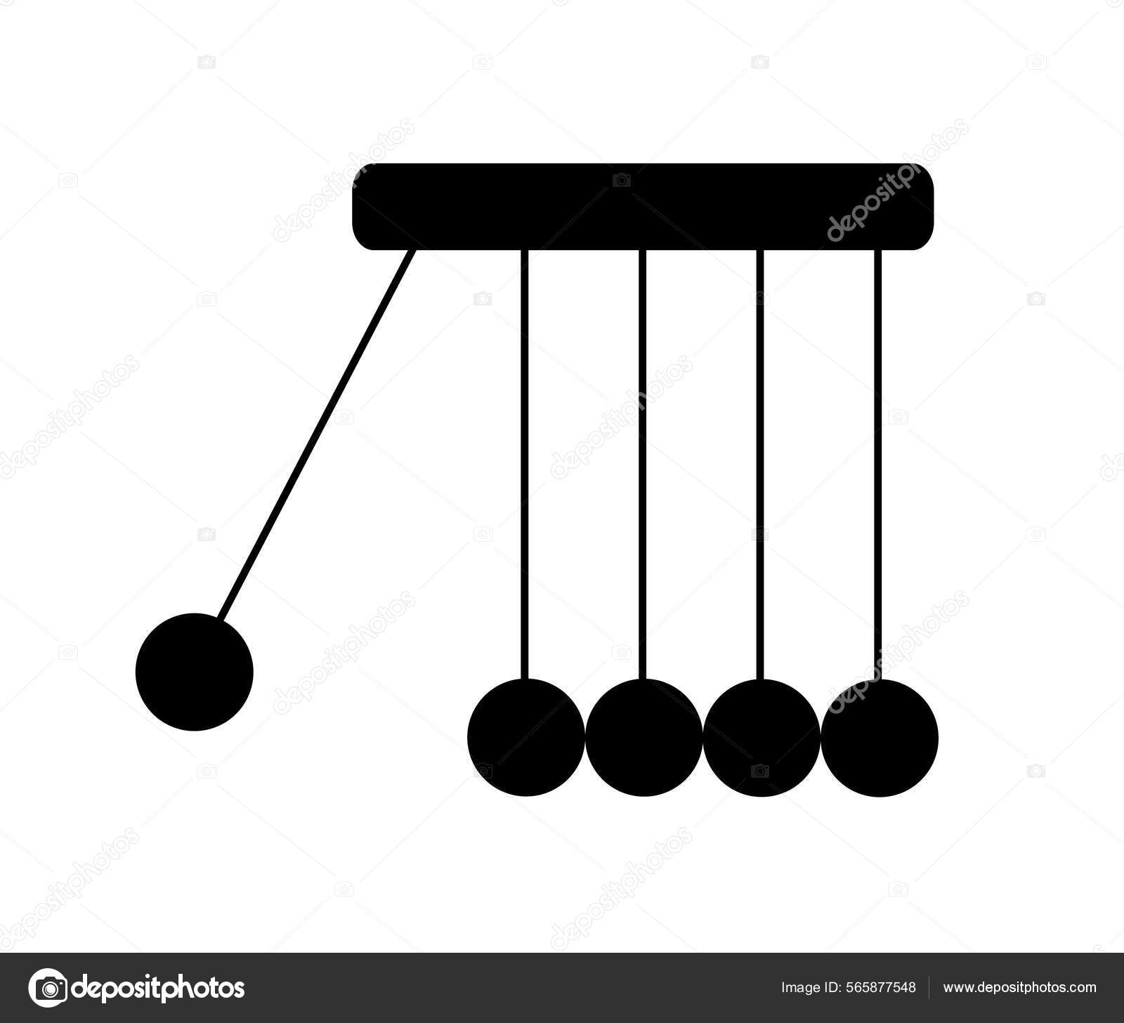 Newtons Cradle Symbol Vector Silhouette Illustration Isolated White