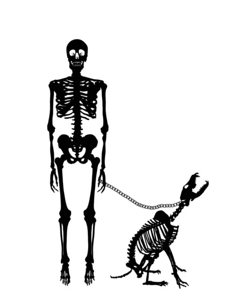 Scary Horror Dead Man Dead Dog Leash Doomsday Nuclear War — Archivo Imágenes Vectoriales