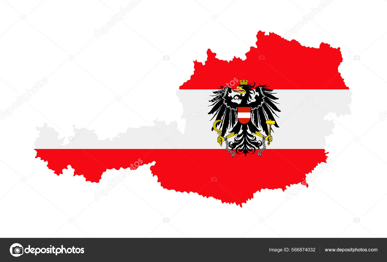 奥地利地图上的国旗纹章矢量轮廓画面孤立在白色上布尔根兰州卡林西亚州下奥地利州上奥地利州萨尔茨堡州