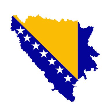 Bosna-Hersek vektör haritası bayrak çizimi ve. Bosna bayrağı beyaz arka planda izole edildi. Balkan ülkesi ve eski Yugoslavya devlet üyesi.