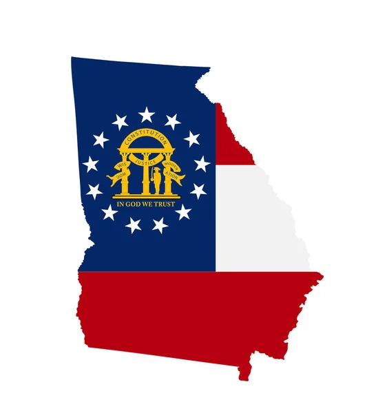 Флаг Штата Джорджия Изображением Векторного Силуэта Герба Соединенные Штаты Америки — стоковый вектор
