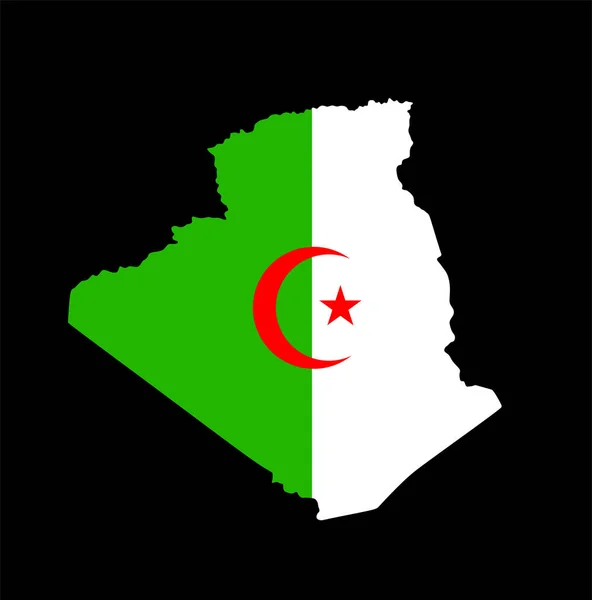 Algeriet Vektor Karta Flagga Vektor Siluett Illustration Isolerad Svart Bakgrund — Stock vektor