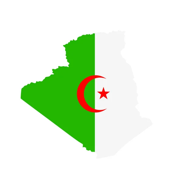 Algeriet Vektor Karta Flagga Vektor Siluett Illustration Isolerad Vit Bakgrund — Stock vektor