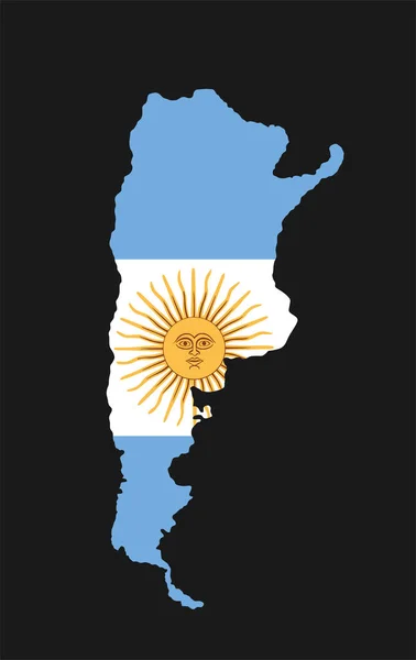 Argentina Mapa Vectorial Silueta Ilustración Aislada Sobre Fondo Negro Mapa — Vector de stock