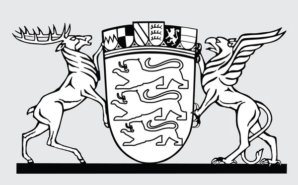 Deutsches Territorialsymbol Linienkontur Großes Wappen Von Baden Württemberg Vektor Silhouette — Stockvektor