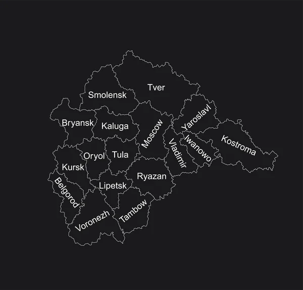 中央連邦管区ロシア地図ベクトル線の輪郭線図は孤立した スモレンスク トヴァー ヤロスラヴル コストロマ 岩ノ尾 ウラジミール モスクワ ブライアンスク Kaluga — ストックベクタ