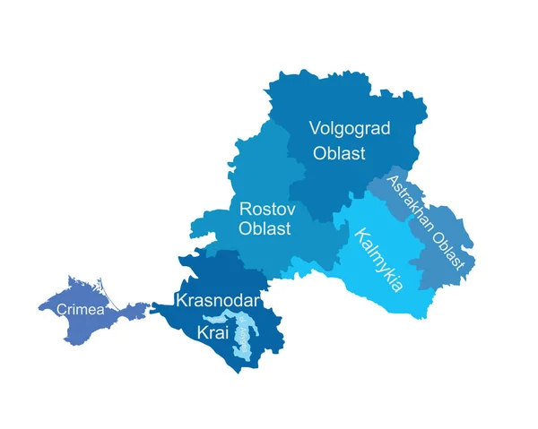 Distrito Federal Sul Mapa Rússia Silhueta Vetorial Ilustração Isolada Branco —  Vetores de Stock