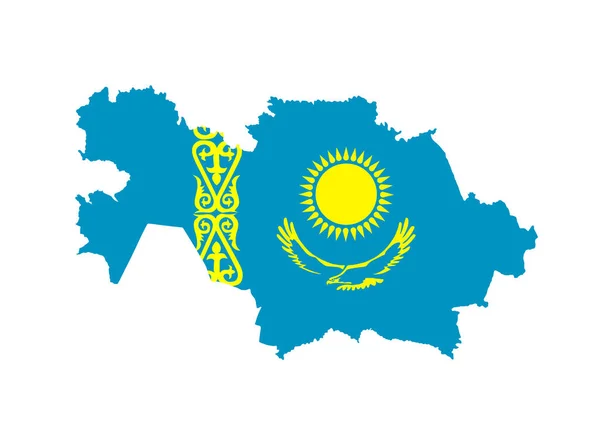 Mapa Vetorial Cazaquistão Ilustração Silhueta Bandeira Isolada Sobre Fundo Branco — Vetor de Stock