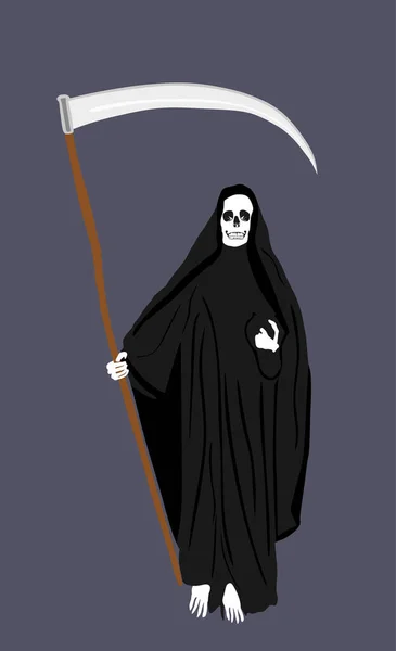 Grim Reaper Dengan Ilustrasi Vektor Scythe Terisolasi Latar Belakang Kematian - Stok Vektor