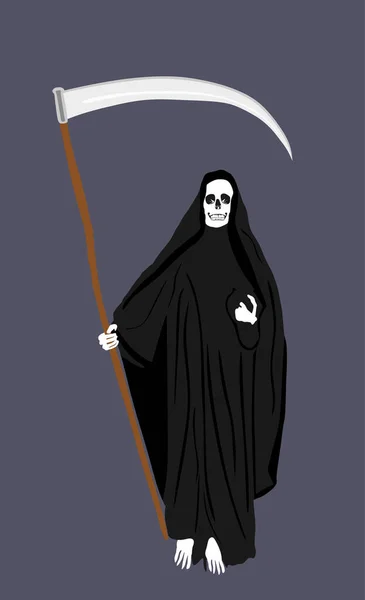 Parca Con Ilustración Vectorial Guadaña Aislada Fondo Muerte Horrible Con — Vector de stock