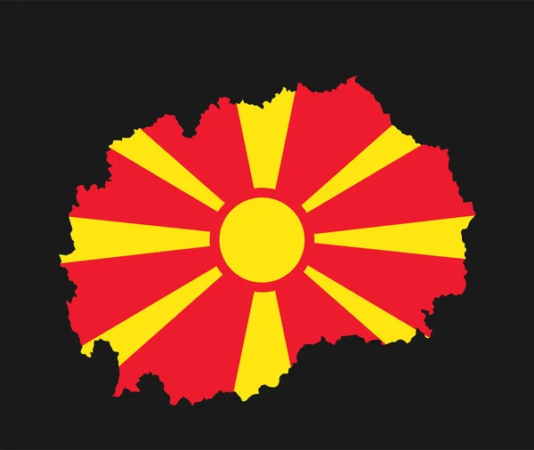 지도에는 배경에 실루엣 그림이 그려져 마케도니아 북부는 국가의 상징인 국기를 — 스톡 벡터