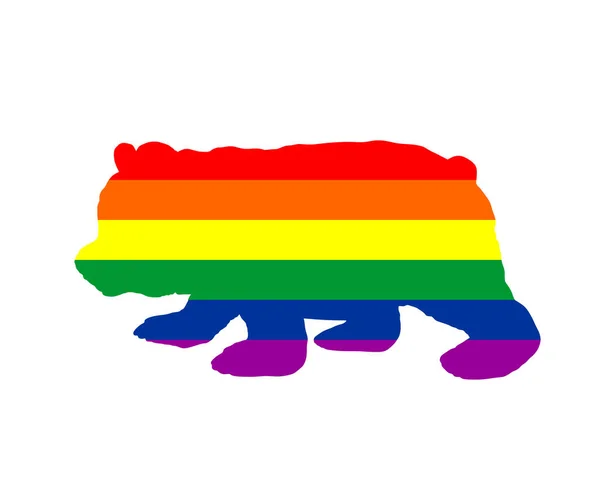 動物のパンダクマシンボルLgbtフラグベクトルシルエットイラスト 誇りバッジのサイン孤立した ゲイの旗文化のサイン 同性愛者の誇り レズビアンのサイン 性的人権の自由を 都市文化 — ストックベクタ