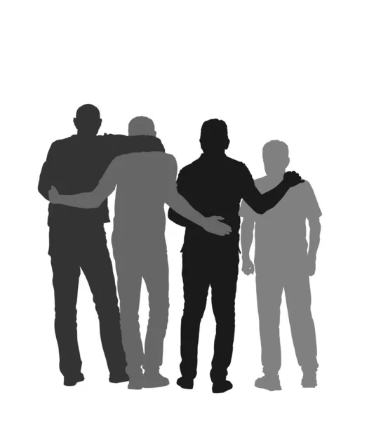 Senior Friends Hugging Together Make Photo Picture Vector Silhouette Illustration — Stock Vector
