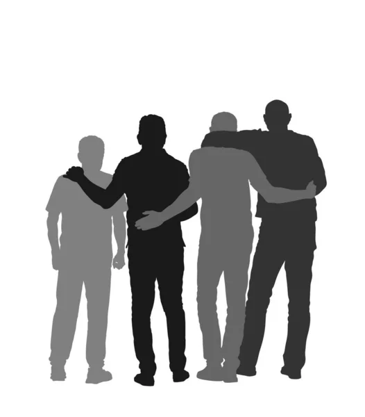 Senior Friends Hugging Together Make Photo Picture Vector Silhouette Illustration — Stock Vector