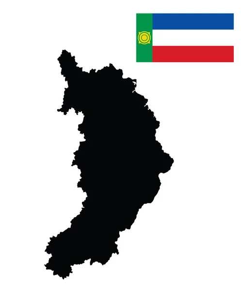 República Khakassia Mapa Bandera Silueta Vector Ilustración Aislada Sobre Fondo — Archivo Imágenes Vectoriales