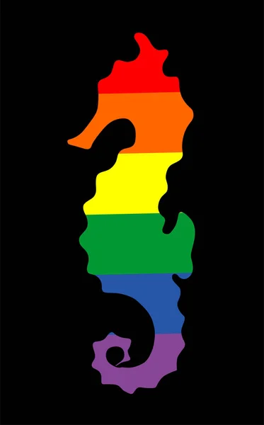 Animal Hippocampe Symbole Lgbt Drapeau Vecteur Silhouette Illustration Insigne Fierté — Image vectorielle