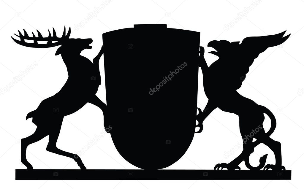 German territory symbol, great coat of arms of Baden-Wurttemberg vector silhouette illustration isolated on white background. Province in Germany.Crest, seal and province sign.