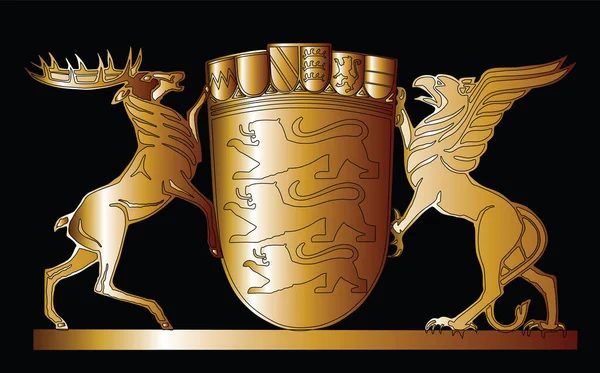 Símbolo Territorio Alemán Gran Escudo Oro Baden Wurttemberg Vector Silueta — Archivo Imágenes Vectoriales