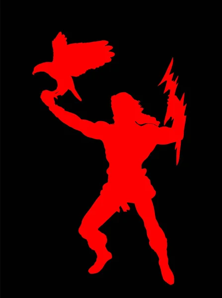 Ancient Greek God Zeus Vector Silhouette Illustration Isolated Background Powerful — Vector de stock