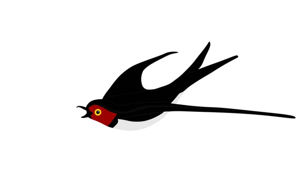 Flaying Swallow Vector Silhouette Illustration Isolated White Background Migratory Bird — Image vectorielle