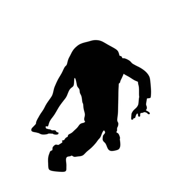 Clumsy Man Slipped Slippery Floor Vector Silhouette Illustration Isolated White — Stockvektor