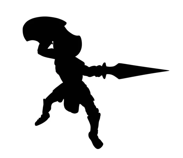 Greek Hero Ancient Soldier Achilles Sword Shield Battle Vector Silhouette — Image vectorielle