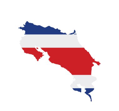 Costa Rica map flag vector silhouette illustration isolated on white background. Central America country. Costa Rica map national emblem symbol.