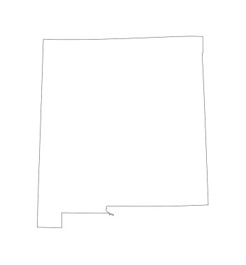 Blank New Mexico vector map silhouette illustration isolated on white background. High detailed illustration. United state of America country. Empty editable New Mexico line contour map.