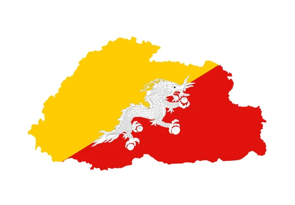 Kingdom Bhutan Map Flag Vector Silhouette Illustration Isolated White Background — Stockvector