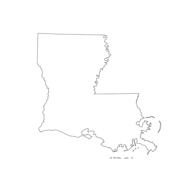 Иллюстрация Силуэта Векторной Карты Луизианы Изолирована Белом Фоне Высокая Детализация — стоковый вектор