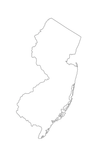 Blank New Jersey Map Vector Silhouette Illustration Isolated White Background — 스톡 벡터