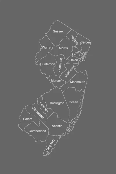 New Jersey Map Vector Silhouette Illustration Isolated Gray Background High —  Vetores de Stock