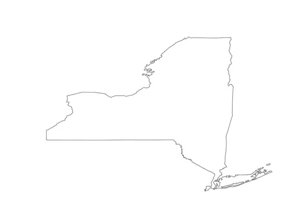 Blank New York Map Vector Silhouette Illustration Isolated White Background — Vetor de Stock