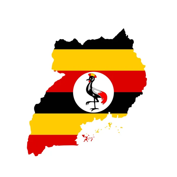 Uganda Map Flag Vector Silhouette Illustration Isolated White Background East — Stock Vector