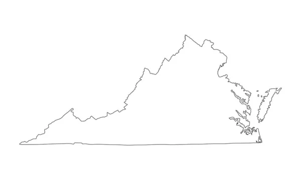 Blank Virginia Map Vector Silhouette Illustration Isolated White Background High — Stockvektor