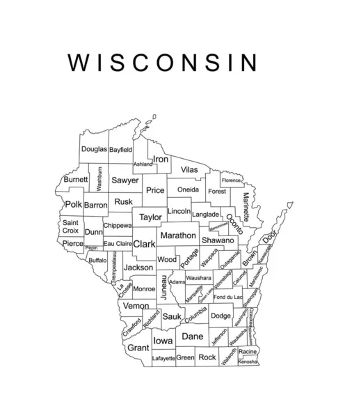 Wisconsin State Vector Map Silhouette Illustration Isolated White Background High — Archivo Imágenes Vectoriales