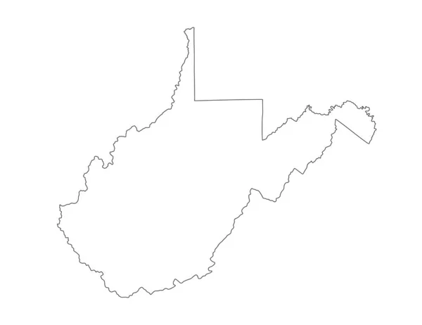 West Virginia Vector Map Silhouette Illustration Isolated White Background High — Vetor de Stock