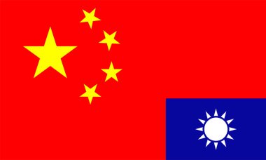 PRC China and Taiwan flag together vector illustration isolated. National symbol China and Taiwan Territory. Conflict situation on East.
