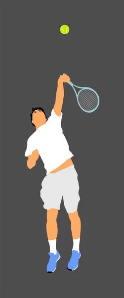 Man Tennis Player Vector Illustration Isolated Gray Background Sport Tennis — Stock Vector