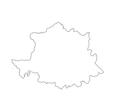 Beyaz arkaplanda izole edilmiş çizgi çizgisi, harita vektör silüeti çizimi. Çok detaylı bir plan. İspanya 'nın Extremadura özerk toplumunun bir parçası. Avrupa ülkesi ve AB üyesi.