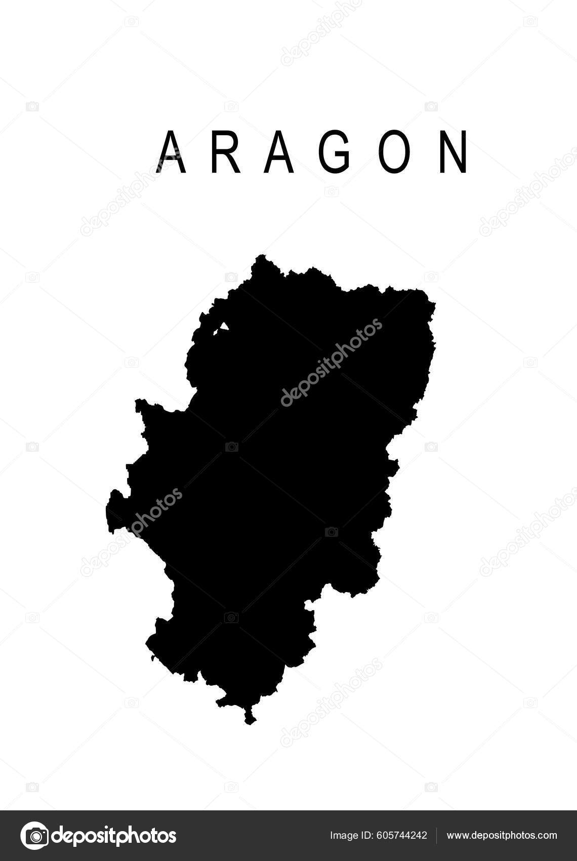 Emblem Banner Autonomous Community Aragon Map Vector Silhouette ...