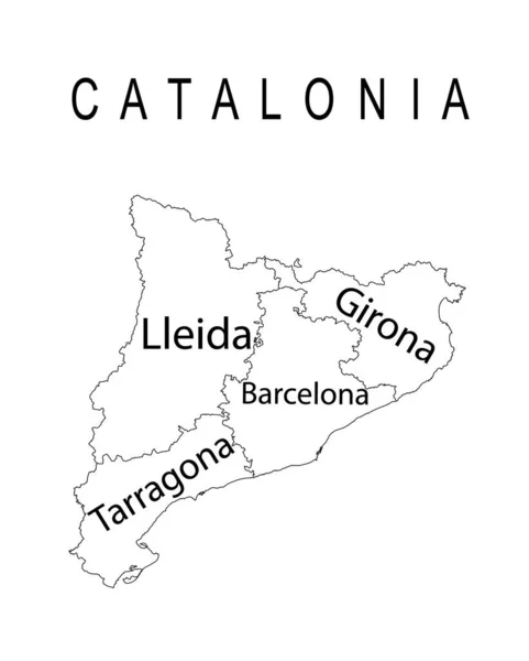 Contorno Línea Comunitaria Autónoma Cataluña Mapa Silueta Vectorial Ilustración Aislada — Vector de stock