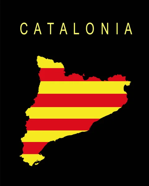 Comunidad Autónoma Cataluña Mapa Bandera Vector Silueta Ilustración Aislada Sobre — Vector de stock