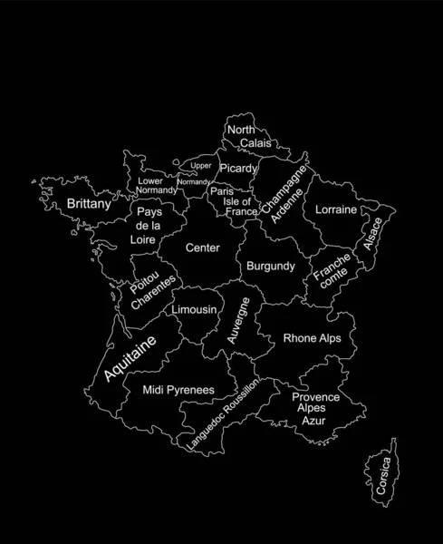 Carte Contour Ligne France Illustration Silhouette Vectorielle Isolée Sur Fond — Image vectorielle