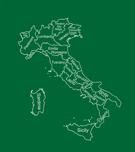 Vector Map Italy Line Contour Silhouette Illustration Isolated Green Background — ストックベクタ