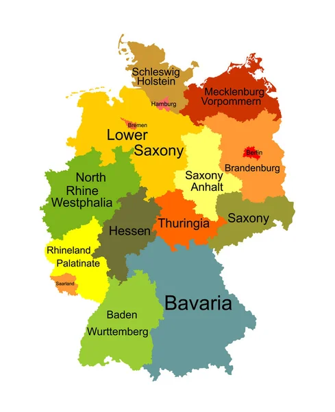 Germany Map Vector Silhouette Illustration Isolated White Background Deutschland Autonomous — Archivo Imágenes Vectoriales